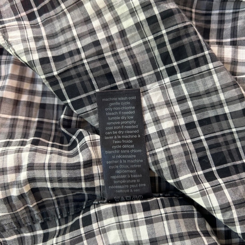 Mens Black Plaid Western Cotton Short Sleeve Collared Dress Shirt L Workwear - Picture 5 of 7